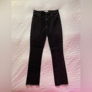 Abercrombie Skinny High Rise Black Denim Jeans with Front Vent Hem